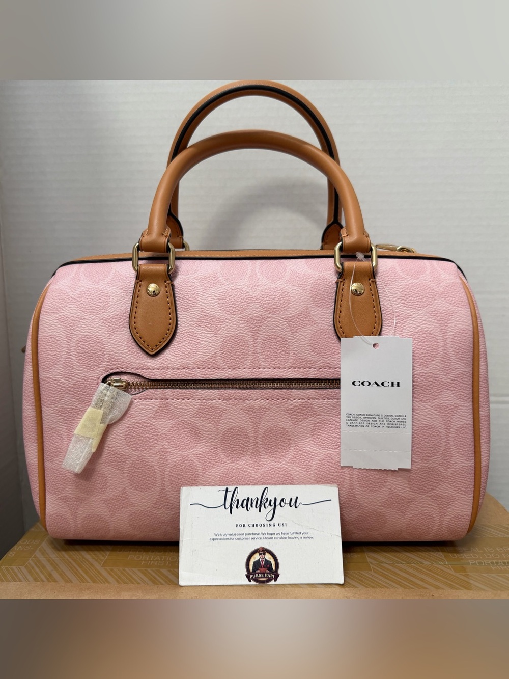 New 2026 Coach Powder Pink Medium/Regular Rowan Bag w/Charms CEA18 - Picture 4 of 5